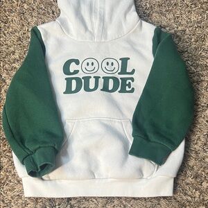 okie dokie White & Green "Cool Dude" Hooded Sweatshirt